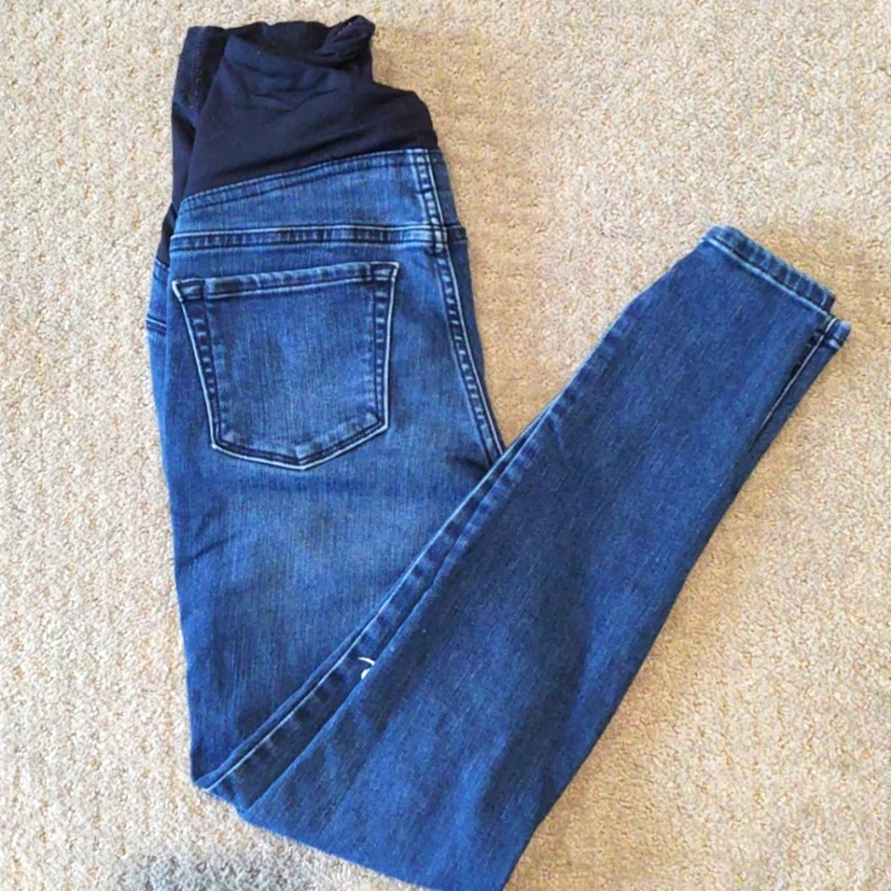 Isabel Maternity by Ingrid & Isabel Blue Denim Jeggings with Black Waistband
